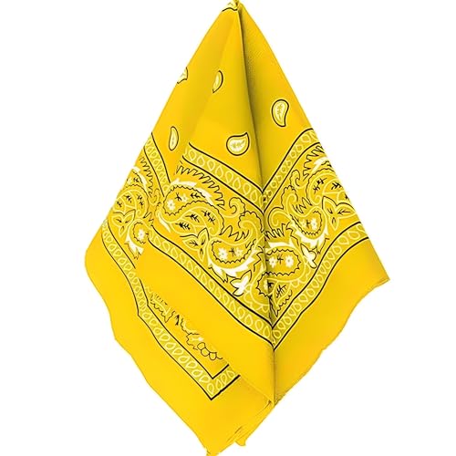 Vibrant Yellow Premium Bandana - 20" x 20" (1 Pc.) - Soft Polyester Fabric - Ideal For Fashion, Outdoor Activities & DIY
