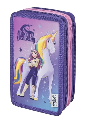 🔥 STARKER PREIS (-44%) Scooli - Tripledecker Unicorn Academy - Gefülltes Schüleretui mit hochwertigen Stiften & Zubehör - Ideal für Schule, Freizeit und unterwegs - ab 6 Jahren