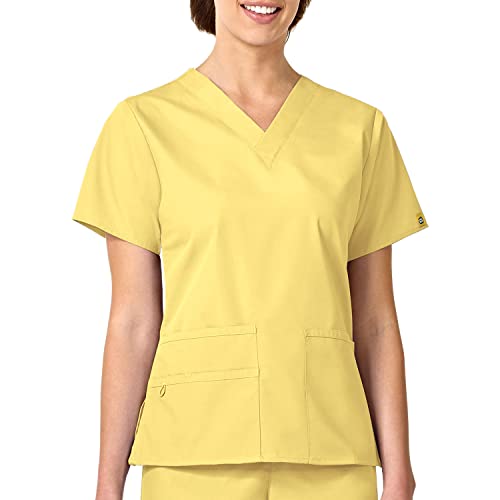 WonderWink Womens Origins Bravo V-Neck Top Medical Scrubs Shirt, Yellow, Medium US