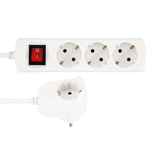 (-26%) REV Steckdosenleiste PowerSplit - 4-Fach (3+1), Schalter, 3500W, 2m, weiß