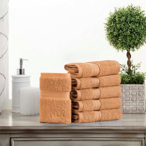 Superior 900 Gram 100% Premium Long-Staple Combed Cotton 6-Piece Face Towel Set, Rust