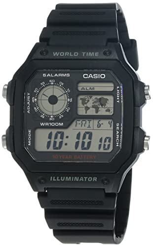 CASIO Relógio digital de quartzo AE-1200WH-1A, Preto/preto, tira