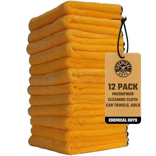 Chemical Guys MIC_506_12 Professional Grade Premium Microfiber Towels Gold 16x16 in 12-Pack