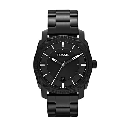 (-39%) Fossil Machine Uhr für Herren, Quarzwerk mit Edelstahl- oder Lederarmband, Schwarz, 42MM