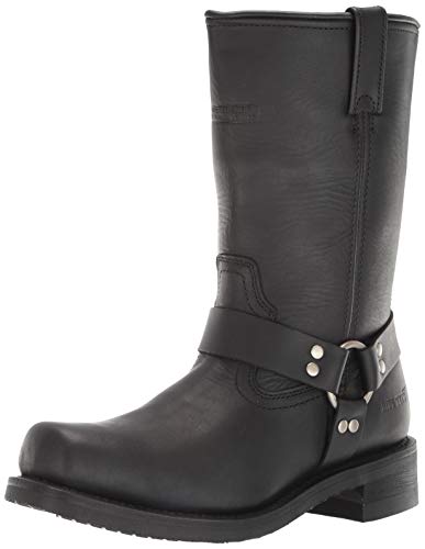 RIDETECS 13" Waterproof Biker Riding Boots For Men, Black - Full Grain Oiled Leather with Harness Strap