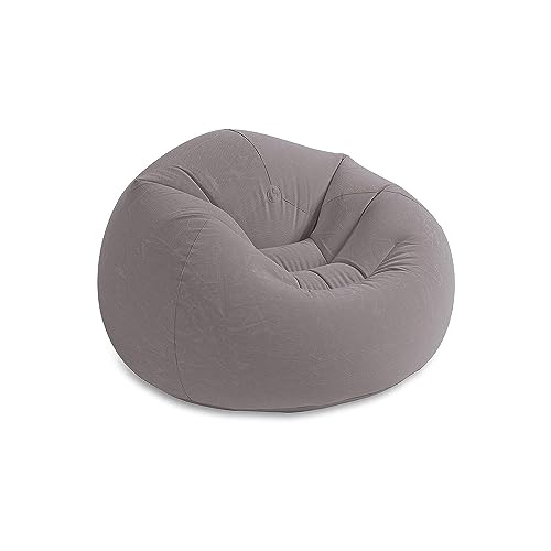 Intex 68579EP Beanless Bag Inflatable Lounge Chair: Corduroy Textured Flocking – Durable Vinyl – Folds Compactly – 220lb Weight Capacity – 45" x 45" x 28"