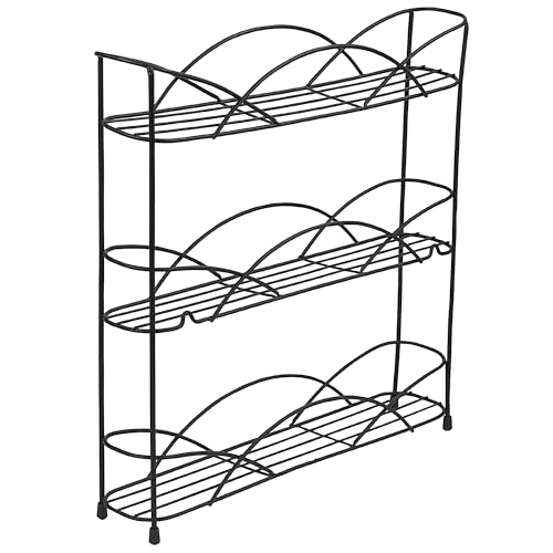 Spectrum Diversified 3-Tier Spice Rack Shelf Organizer for Kitchen Countertop, Pantry, Bathroom, or Closet with Optional Wall Mount, Black