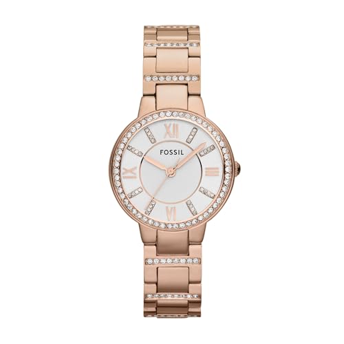 (-30%) Fossil Damenuhr Virginia, Quarzwerk, 30mm Rose Gold Edelstahlgehäuse mit Edelstahlarmband, ES3284