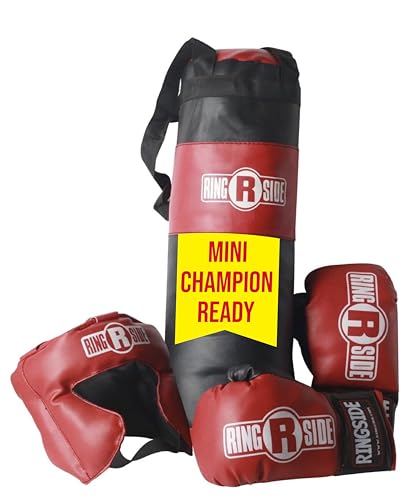 Ringside Kids Boxing Set (2-5 Year Old), Assortment with Punching Bag, Gloves, and Headgear for Boxing, MMA, Muay Thai, and Kickboxing, Youth Sports Set for Boys and Girls, Black