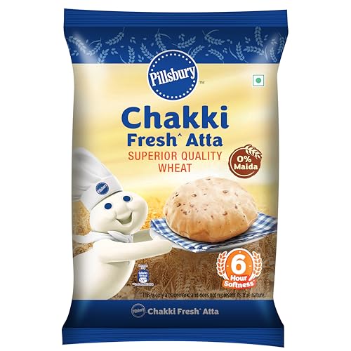 Pillsbury Chakki Fresh Whole Wheat Atta | 100% Wheat Atta| Upto 6 hours of Softness| 5kg