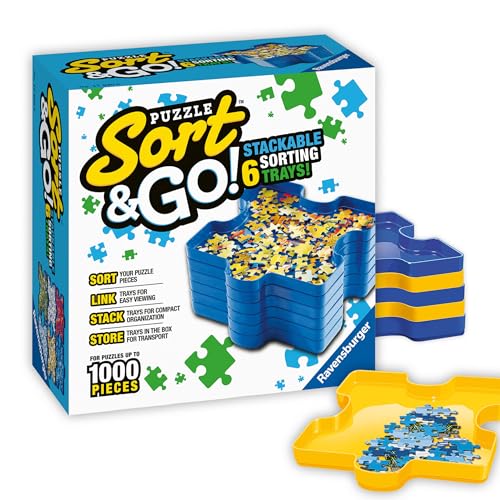 Ravensburger - Sort and Go - Jigsaw Puzzle Accessory - Sturdy Stacking Trays for Sorting Pieces - Premium Quality - Ideal Gift for Enthusiasts - Black - Can Hold Up to 1000 Pieces