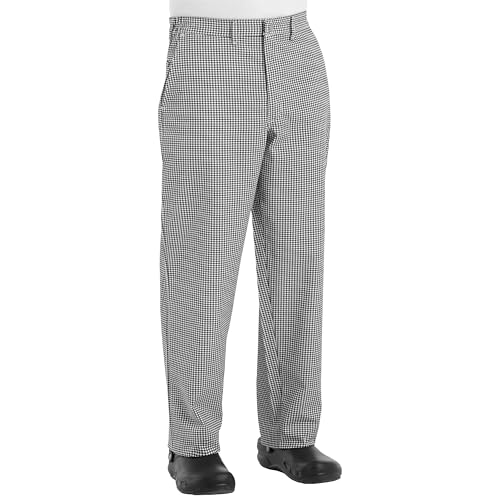 Chef Designs mens chefs pants, Black/White Check, 36W x 30L US
