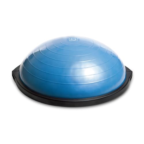 Bosu Balance Ball Exercise Trainer, Home Gym Equipment w/ Guided Workouts & Pump, 26", Blue - Inflatable Fitness Platform for Strength Training, Standing, Balancing, and Core Workout