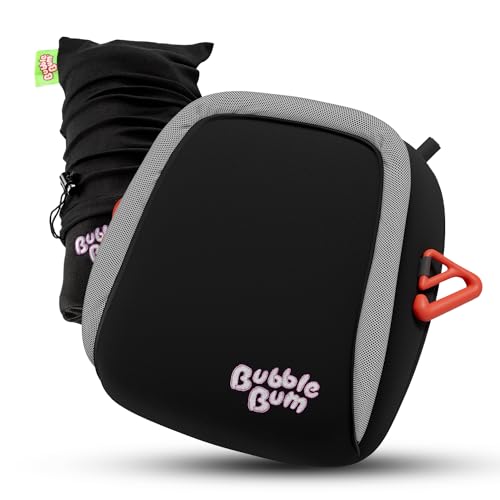 BubbleBum Inflatable Booster Car Seat – Foldable, Lightweight, Backless Travel Booster Seat for Kids, Portable Carseat for Toddler, Fits 3 Across, Compact for Uber - Ages 4-11 Year Old, - Black