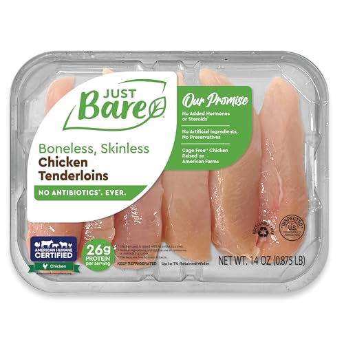 Just Bare Natural Fresh Chicken Tenders | No Antibiotics Ever | Boneless | Skinless | 0.88 LB