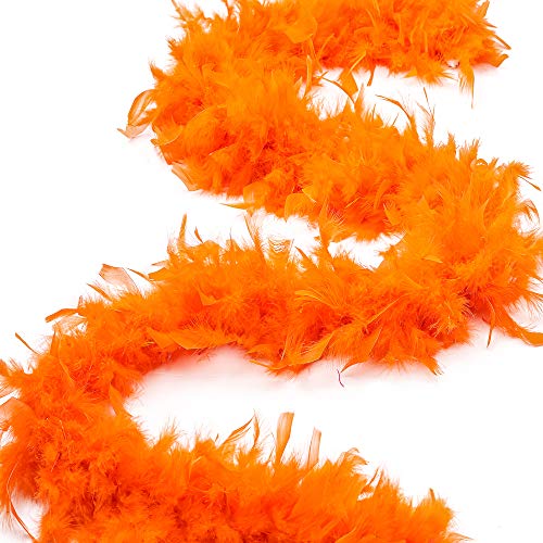 ZUCKER Turkey Feather Chandelle Boa - (72 Inch) Medium Weight Feather Boas for Party- Roaring 20's Costume, Mardi Gras Boa Orange