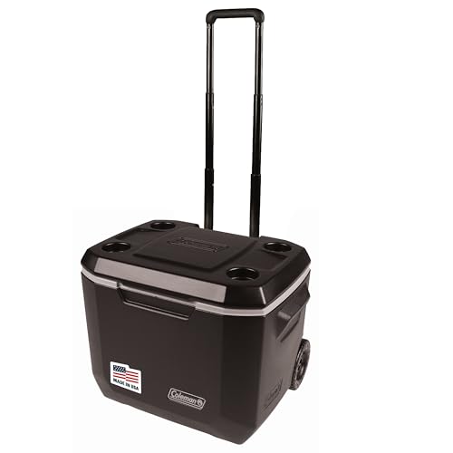Coleman Xtreme 50qt Rolling Cooler with Wheels, Extra-Walled Insulation Keeps Ice up to 5 Days, Portable Wheeled Hard Ch