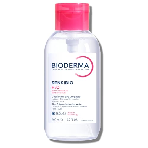 Bioderma Sensibio H2O Micellar Water Pump, Makeup Remover Cleanser, Gentle for Skin, Fragrance-Free & Alcohol-Free, Gentle Face Cleanser for Sensitive Skin, 16.9 Fl Oz