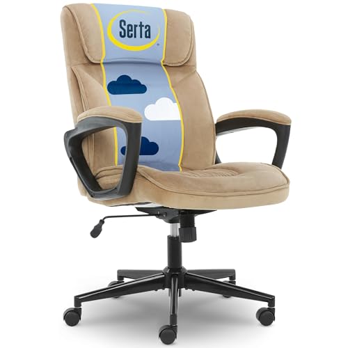 Serta® Hannah Executive Home Office Desk Chair, Ergonomic Mid-Back with Lumbar Support, Firm Seat Cushion, Lay