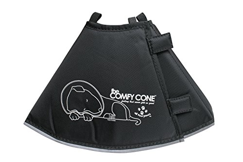 All Four Paws Comfy Cone Pet Cone for Dogs, Cats, Small-Long, Black - Comfortable Soft Dog Cone Collar Alternative for After Surgery, Wound Care, Spay, Neuter - Dog and Cat Recovery Elizabethan-Collar