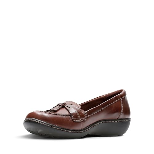 Clarks Women's Ashland Bubble Slip-On Loafer, Brown/Black, 8