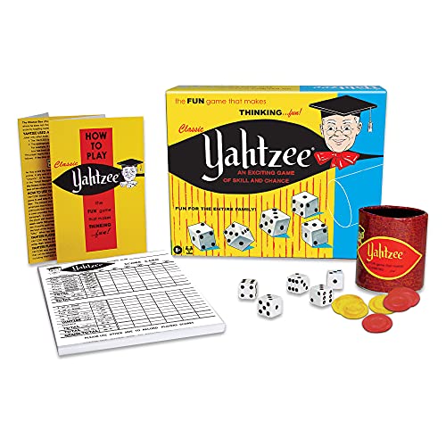 Winning Moves Classic Yahtzee with Retro Artwork, an Exciting Game of Skill and Chance with Original Components Games USA, for Ages 8 and Up, 2 or More Players (1167)