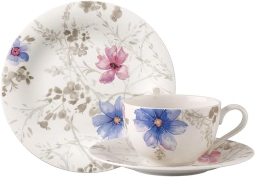 🔥 STARKER PREIS (-55%) Villeroy & Boch - Mariefleur Gris Basic Kaffee Set 18 teilig für 6 Personen, Kaffeeservice, Tafelservice, Geschirr Set, Geschirrset Blumen, Blümchengeschirr, Schönes Geschirr Blumig, Premium Porzellan