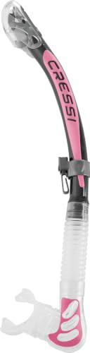 Cressi Alpha Ultra Dry Snorkel Transparent/Black/Pink - Trockenschnorchel zum Tauchen Freitauchen und Schnorcheln, Transparent/Schwarz/Rosa, Einheitsgröße Unise