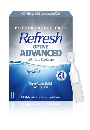 Refresh Optive Advanced Lubricant Eye Drops, Preservative-Free, 0.01 Fl Oz Single-Use Containers, 30 Count