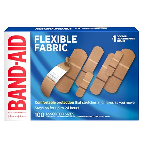 Band-Aid Flexible Fabric Adhesive Bandages Assorted Sizes, 100-Count