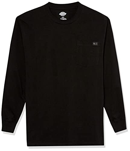 Dickies Mens Big & Tall Long-Sleeve Heavyweight Crew-Neck T-Shirt, Black, X-Large/Tall