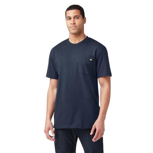 Dickies Mens Heavyweight Crew Neck Short Sleeve Tee Henley Shirt, Dark Navy, Medium US
