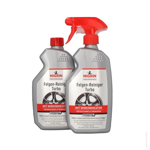 (-23%) NIGRIN Peformance Turbo Felgenreiniger, 2x 0,5 Liter, selbstaktiver Reiniger für alle Felgen, säurefrei, mit Wirk-Indikator