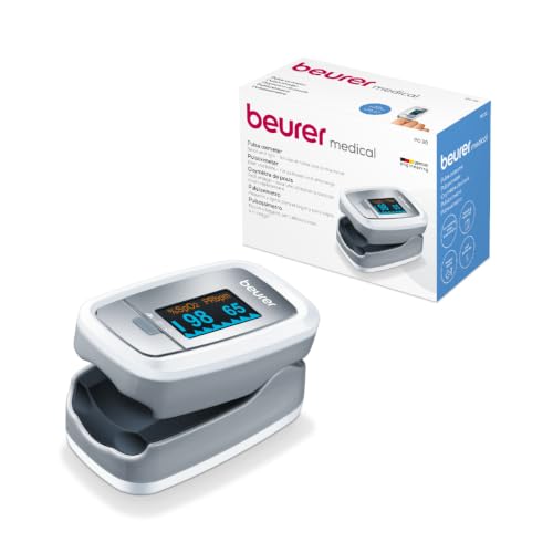 (-72%) Beurer PO 30 Pulsoximeter, Messung von Sauerstoffsättigung (SpO₂) und Herzfrequenz (Puls), Fingeroximeter mit Farbdisplay, schmerzfreie Anwendung am Finger, 6,1 x 3,6 x 3,2 cm, weiß
