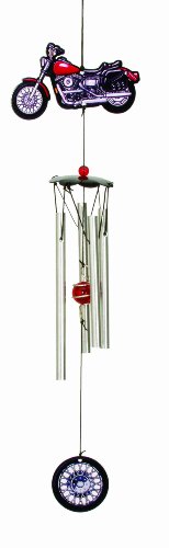 Spoontiques Metal Motorcycle Wind Chime, Blue - Outdoor Garden Décor - Decorative Chimes for Yard, Garden, Backyard and Patio Decoration