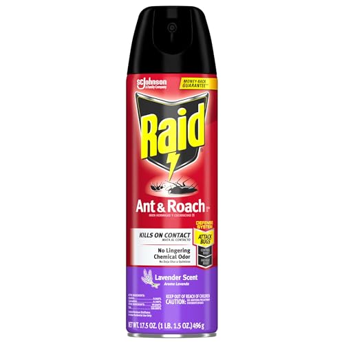 Raid Ant & Roach Killer Spray for Listed Bugs, Keeps Killing for Weeks, Lavender Scent, 17.5 oz