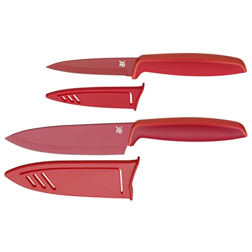 (-57%) WMF Touch Messerset 2-teilig – scharfes Küchenmesser-Set aus Spezialklingenstahl, antihaftbeschichtet und ergonomisch geformt, mit Schutzhüllen, bestehend aus Kochmesser und Gemüsemesser, rot