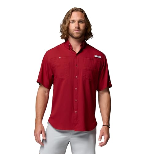 Columbia Mens PFG Tamiami II Short Sleeve Fishing Shirt, Beet, X-Large