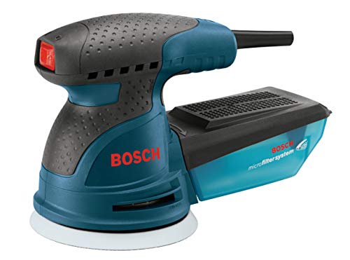 BOSCH ROS20VSC Palm Sander 2.5 Amp 5 Inch Corded Variable Speed Random Orbital Sander, Polisher Kit with Dust Collector 
