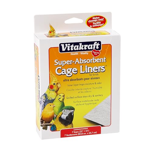 Vitakraft Cage Liners for Birds - For Parrot, Parakeet, Conure, and Cockatiel Cages White 20" X 18"