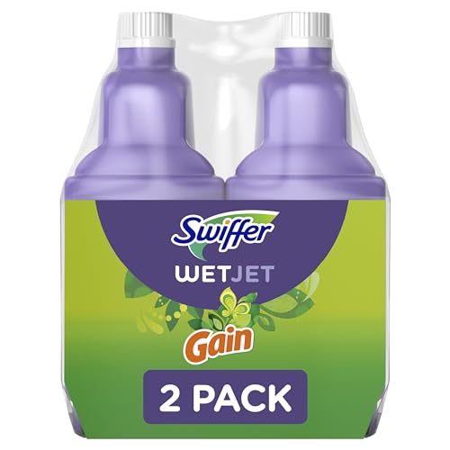 Swiffer WetJet Multi-Purpose and Hardwood Liquid Floor Cleaner Solution Refill, with Gain Scent, 42.2 fl oz each, (Pack of 2)