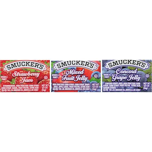 Smucker's Strawberry Jam, Mixed Fruit and Concord Grape Jelly Assortment, (0.5 Ounce) 200 Count