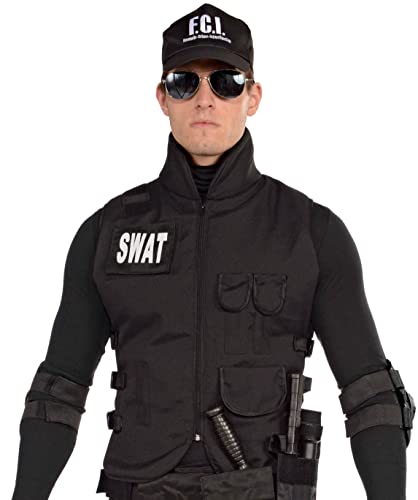 Rubies S.W.A.T. Zip Up Vest for Adults, Men's One Size Black