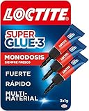 Loctite Super Glue-3 Monodosis Transparente 3x1g - Pegamento Instantáneo Universal, Fuerte y Rápido - Resistente al Agua, Lavavajillas, Golpes, Temperaturas Extremas - Fórmula Antigoteo