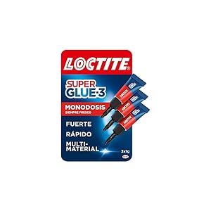 Loctite Super Glue-3 Monodosis Transparente 3x1g - Pegamento Instantáneo Universal, Fuerte y Rápido - Resistente al Agua, Lavavajillas, Golpes, Temperaturas Extremas - Fórmula Antigoteo