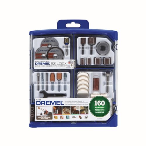 (-23%) Dremel Drehwerkzeugzubehör-Set, 710-08, 160 Zubehörteile, EZ Lock Technology, 3,2 mm Schaft, Schneidbits, Polierscheibe und Verbindung, Schleifscheibe und Trommel, Schnitzen, Schärfen und Gravieren