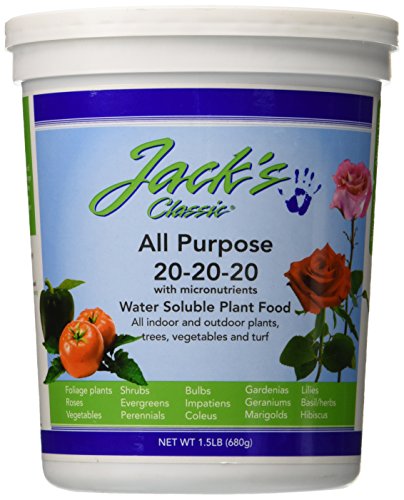 Jack's Classic 20-20-20 All Purpose Water-Soluble Fertilizer with Micronutrients to Provide General Growth on All Plants, 1.5lbs