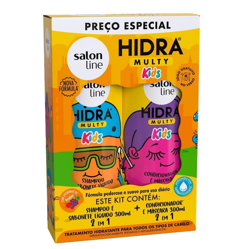 Salon Line, Kit Shampoo e Condicionador Infantil, Hidra Multy, Vegano - Todos os Tipos de Cabelos, 300 ml cada