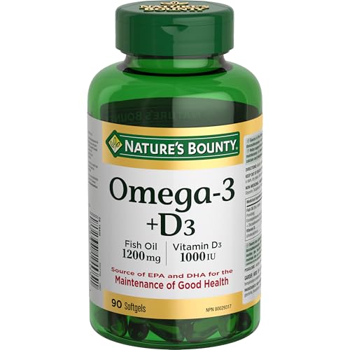 Nature's Bounty Aceite de Pescado Omega-3 + Vitamina D3 1200mg/1000IU 90 Cápsulas Blandas