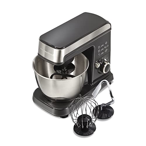 Hamilton Beach 6 Speed Electric Stand Mixer with Stainless Steel 3.5 Quart Bowl, Planetary Mixing, Tilt-Up Head
